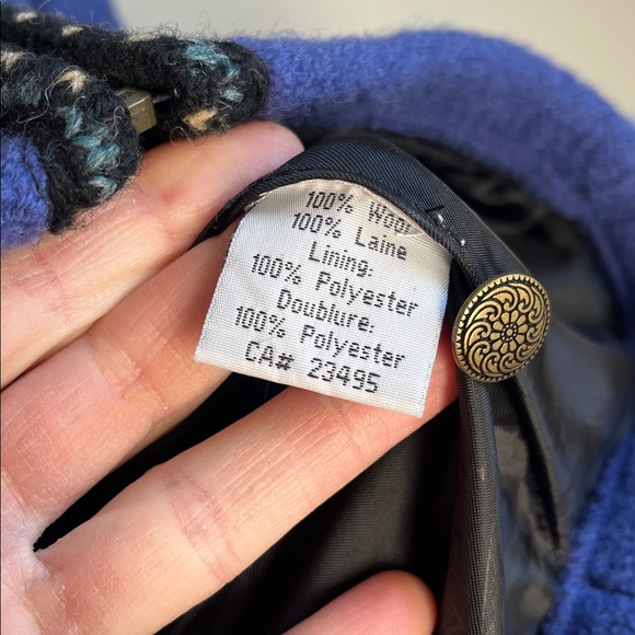 VTG Y2K Icelandic Design Zip Up Embroidered Wool Cardigan Jacket-Periwinkle Blue - Picture 3 of 6